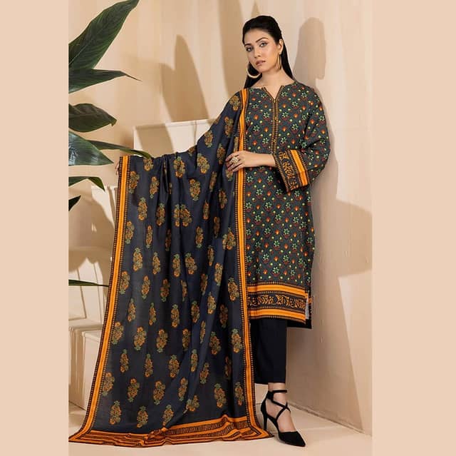 Ideas Khaddar Unstitched Printed Suit K-22103A 3Pcs