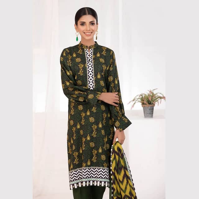 Ideas Linen Unstitched Printed Suit LT-22040B 3PC