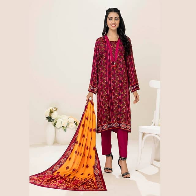 Ideas Linen Unstitched Printed Suit LT-22036B 3PC