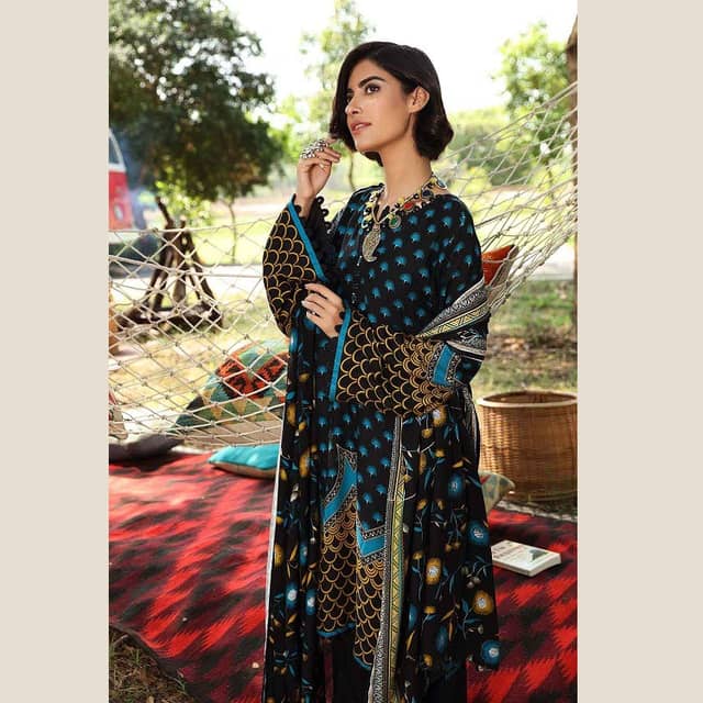 Ideas Unstitched Printed Linen Suit LT-12012A 3PC