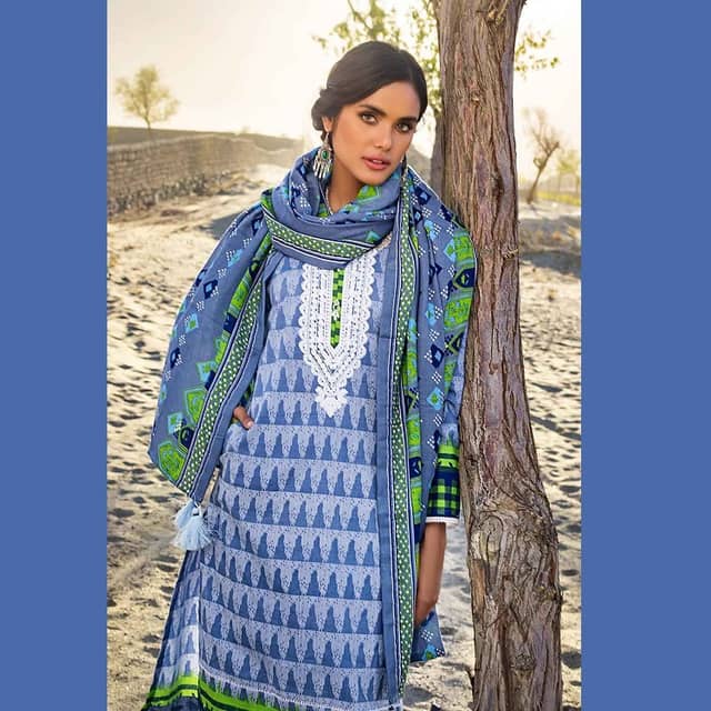 Ideas Unstitched Printed Pashmina Shawl Embroidered Suit AP-12083 3PC
