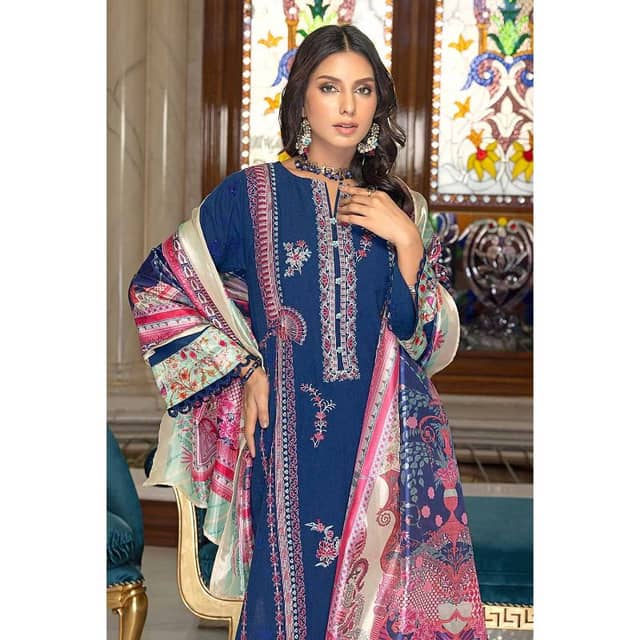 Embroidered Jacquard Unstitched Suit With Silk Dupatta SSM-32005 3PC