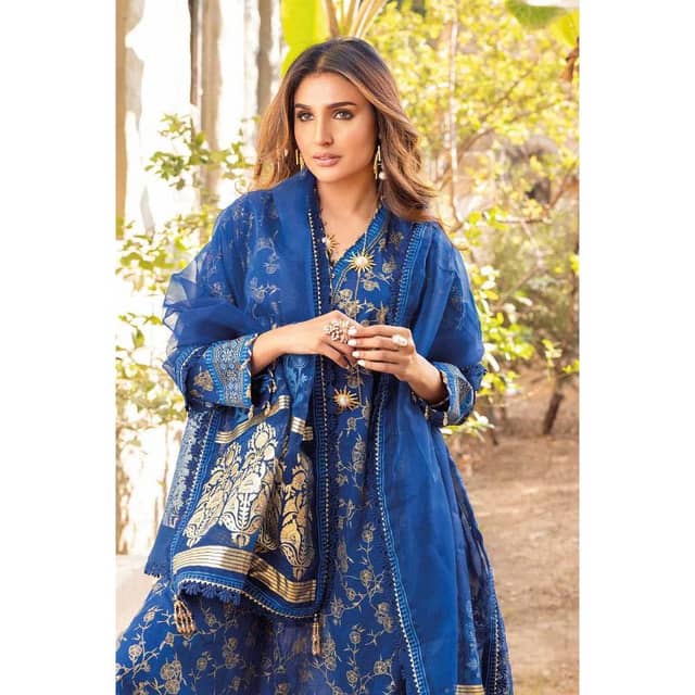 Foil and Gold Printed Organza Dupatta Unstitched Lawn Suit OG-32011 3PC