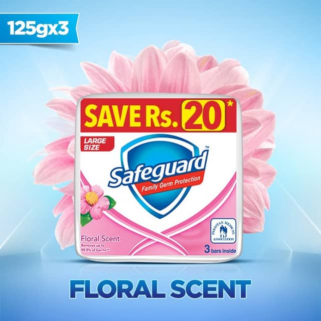 Safeguard Bar Soap Floral Scent 125g (Pack Of 3)