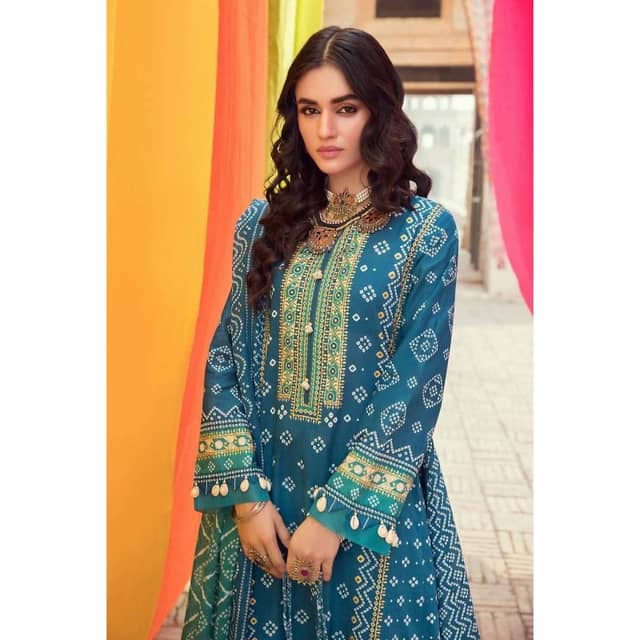 Chunri Lawn Unstitched Gold Printed Suit CL-32093A 3PC