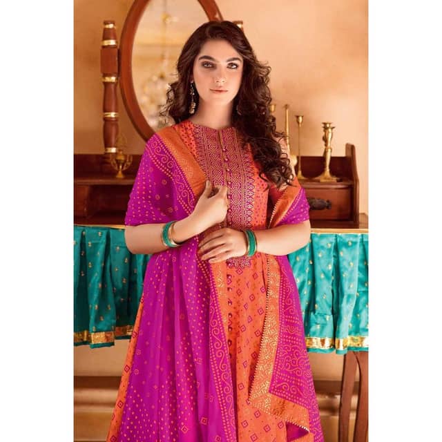 Embroidered Chunri Lawn Unstitched Suit With Chiffon Dupatta BM-32008 3PC
