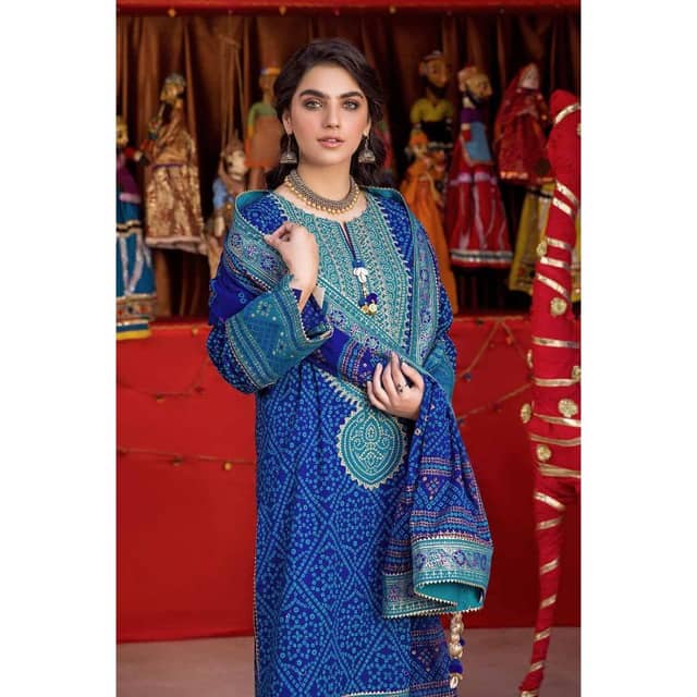 Embroidered Chunri Lawn Unstitched Suit With Chiffon Gold and Lacquer Printed Dupatta BM-32016 3PC