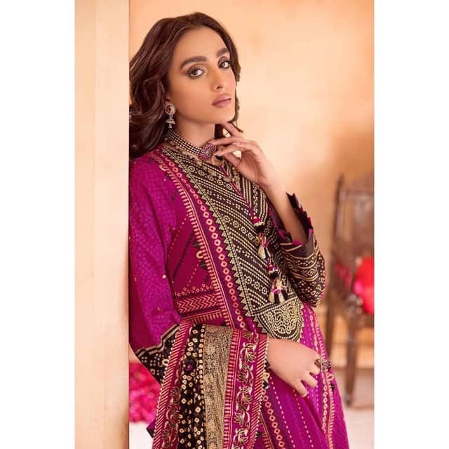 Embroidered Chunri Lawn Unstitched Suit With Chiffon Gold and Lacquer Printed Dupatta BM-32014 3PC