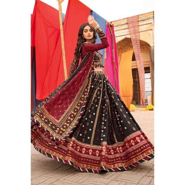 Chunri Lawn Unstitched Gold Printed Lehenga LG-32002 3PC