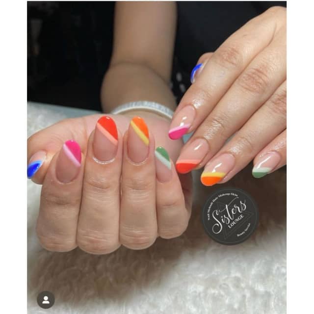 Nail Bear Rainbow Half French Nails