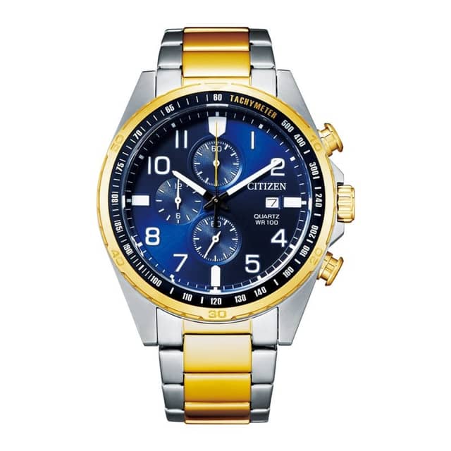 Citizen Stainless Steel With Two-Tone Gold Plating Gents Watch AN3654-50L Blue