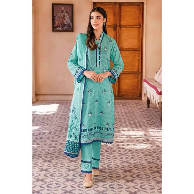 Ideas Embroidered Lawn Unstitched Suit With Denting Lawn Dupatta DN-32023  3PC