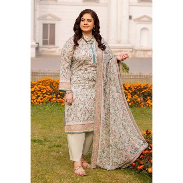 Ideas Printed Lawn Unstitched Suit with Chiffon Dupatta BM-42012 3PC