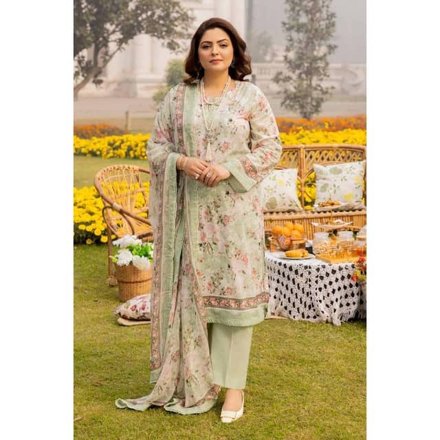 Ideas Printed Lawn Unstitched Suit with Chiffon Dupatta BM-42013 3PC