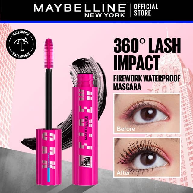 Maybelline  Lash Sensational Firework Waterproof Mascara 24HR  Wear , Very Black
