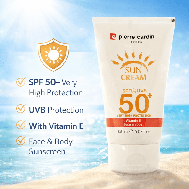 Pierre Cardin SPF 50+ UVB Very High Protection Vitamin E FaceBody  & Sunscreen 150ml
