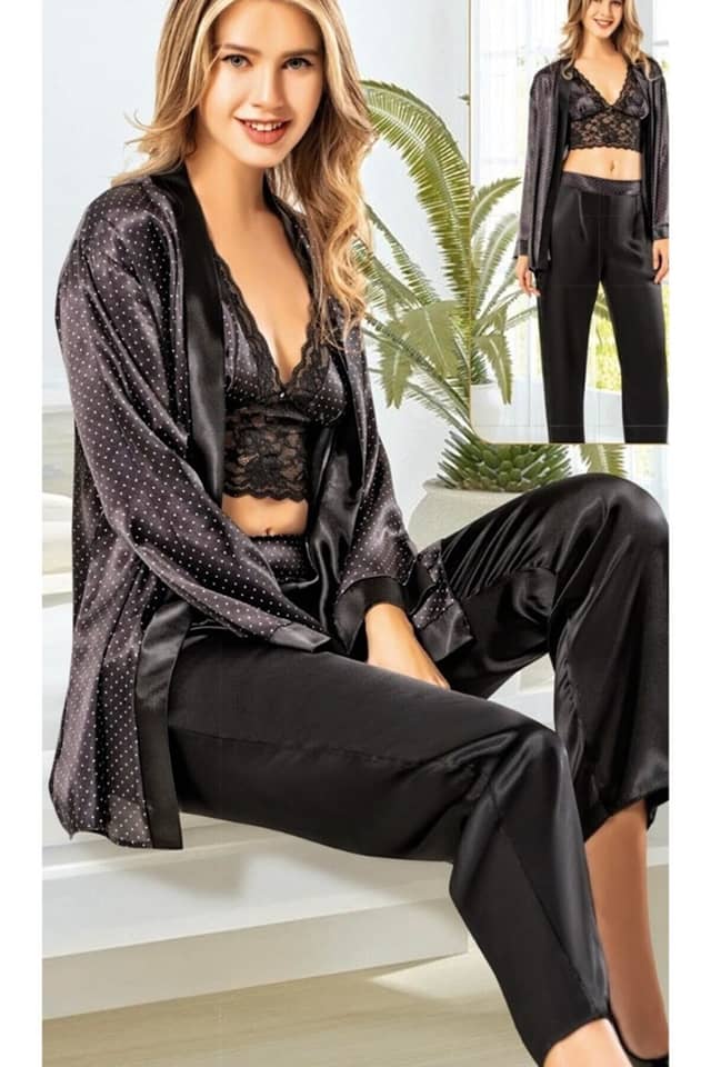 Nilay Satin 3 Piece Pajama Set 3019