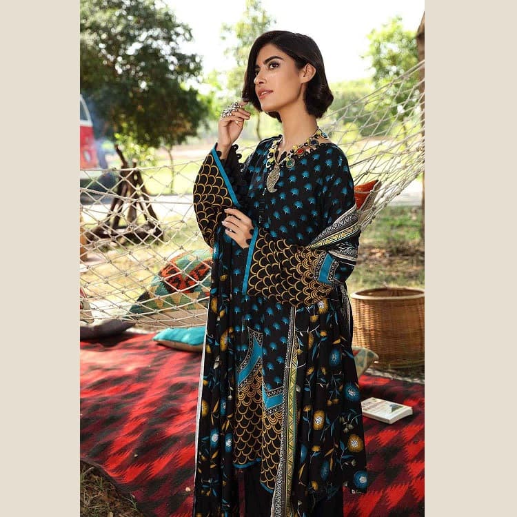 Ideas Unstitched Printed Linen Suit LT-12012A 3PC