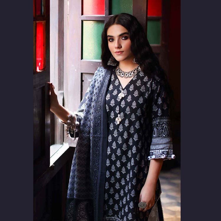 Ideas Unstitched Linen Dupatta Khaddar Suit PVS-12004A 3PC