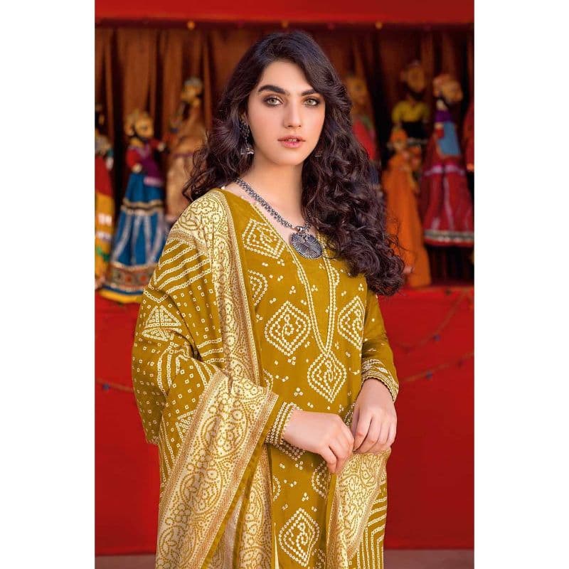 Embroidered Chunri Lawn Unstitched Suit With Gold Printed Lawn Dupatta CL-32165 3PC