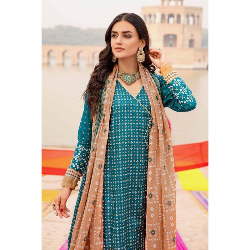Chunri Lawn Unstitched Gold Printed Suit CL-22172B 3PC