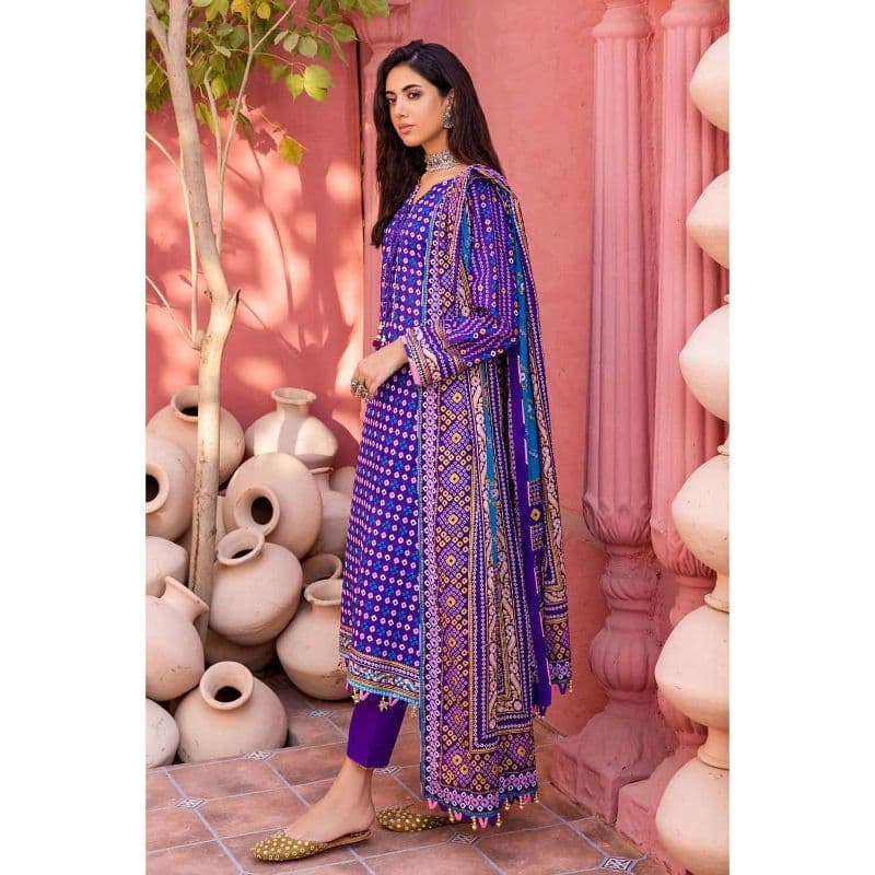 Chunri Lawn Unstitched Gold Printed Suit CL-32140B 3PC