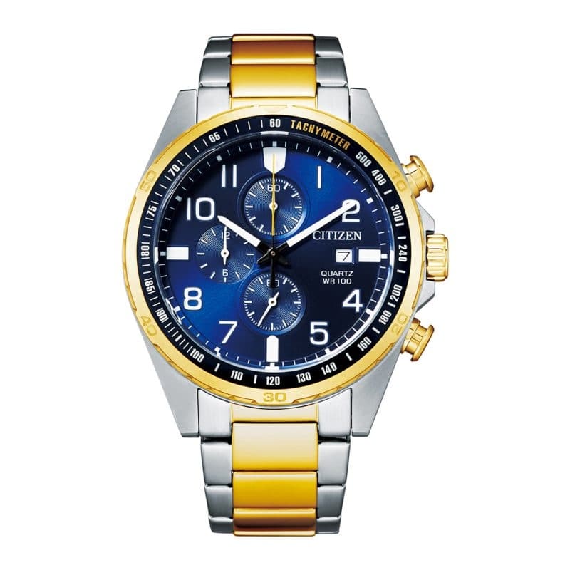 Citizen Stainless Steel With Two-Tone Gold Plating Gents Watch AN3654-50L Blue