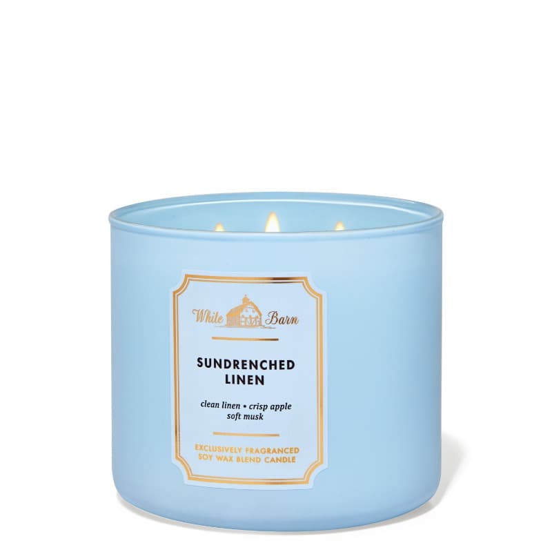 Bath And Body Works Sundrenched Linen 3-Wick Candle