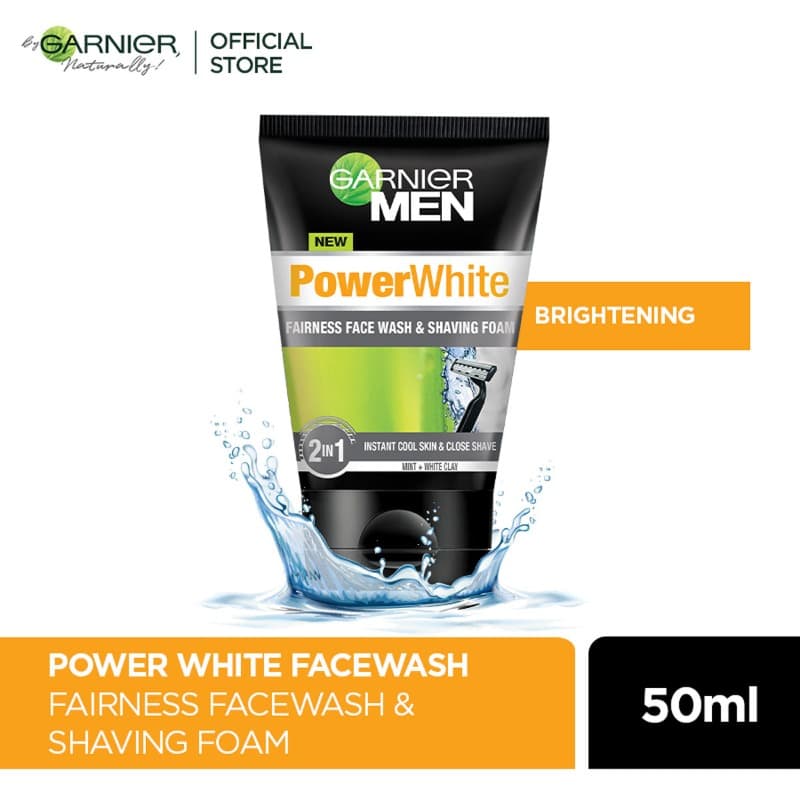 Garnier Men Turbo Bright 2-in-1 Brightening Facewash and Shaving Foam 50ml