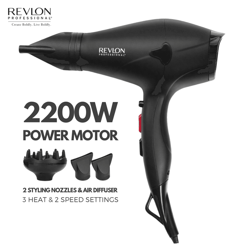 Revlon Professional Revlon Professional™ Hair Dryer 2200W with 2 Styling Nozzles & Air Diffuser