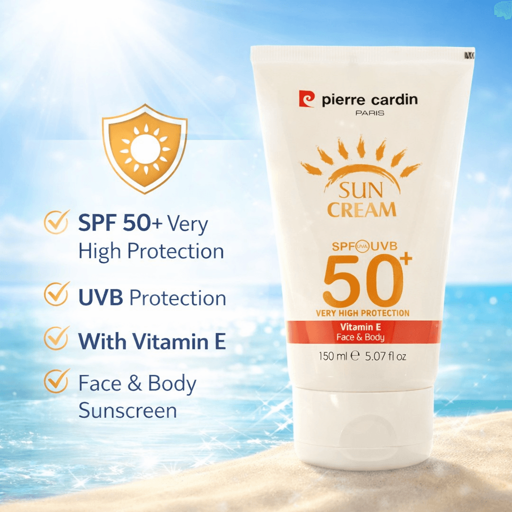 Pierre Cardin SPF 50+ UVB Very High Protection Vitamin E FaceBody & Sunscreen 150ml
