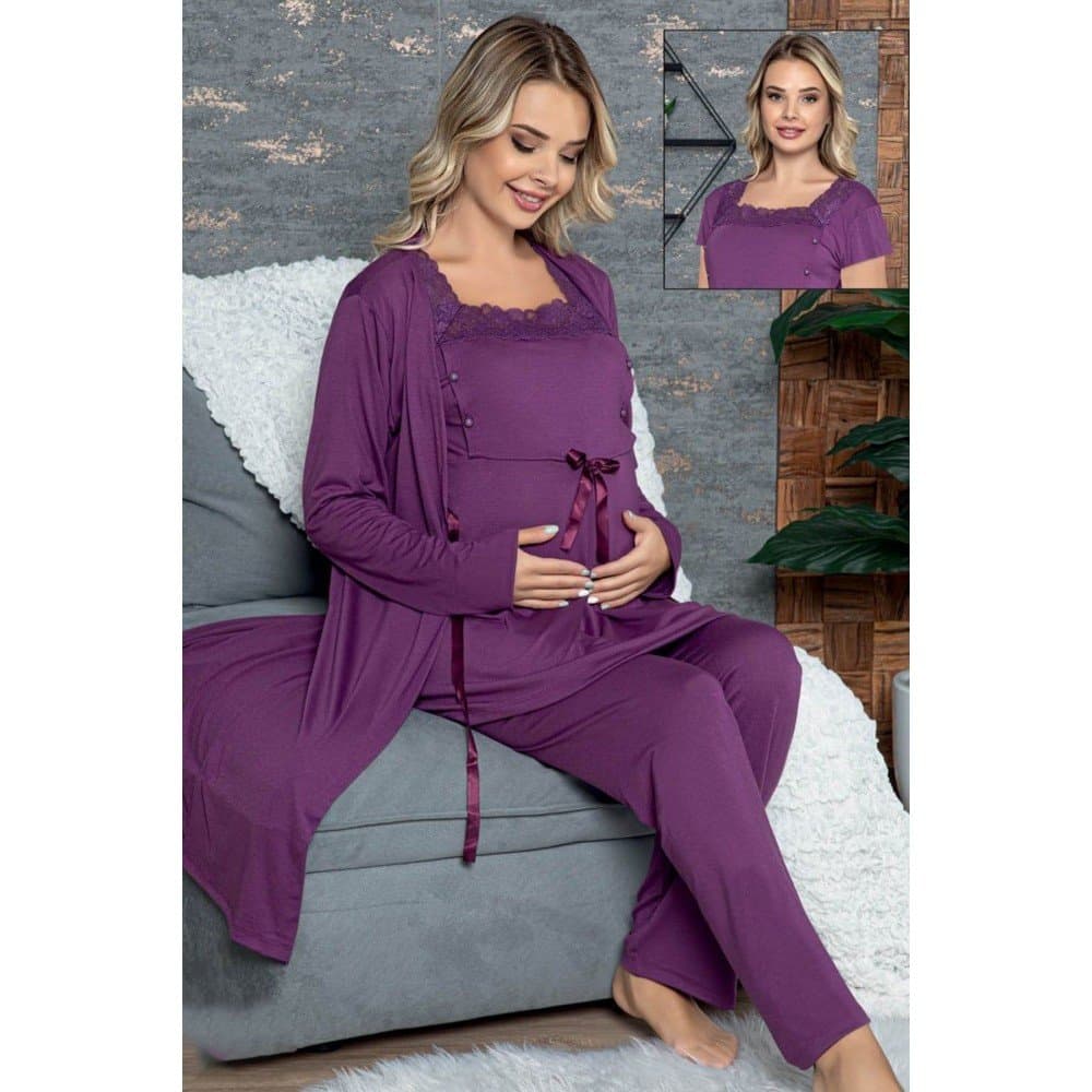 Jenika Collection Women's Maternity Pajamas 3 Pieces Set for Pregnant Women 47782