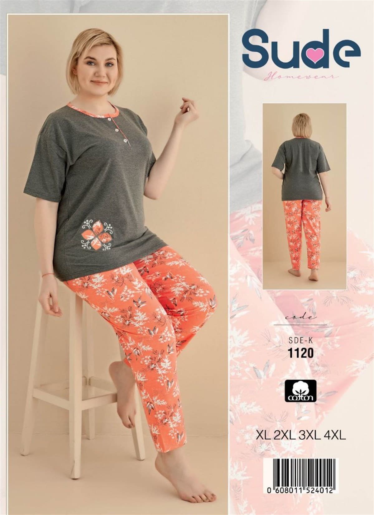 Sude Pajama Set Printed Multi Color 1120