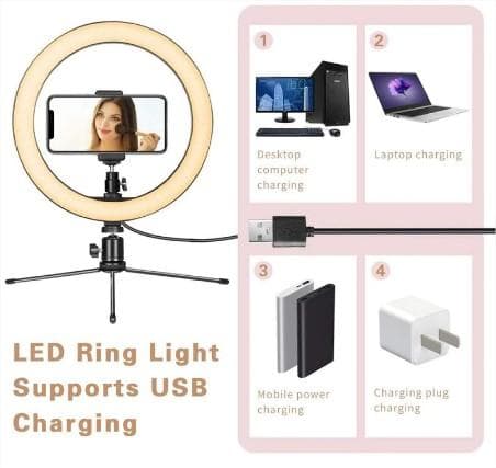 16 CM Professional LED Selfie Ring Light With Mini Tripod Stand