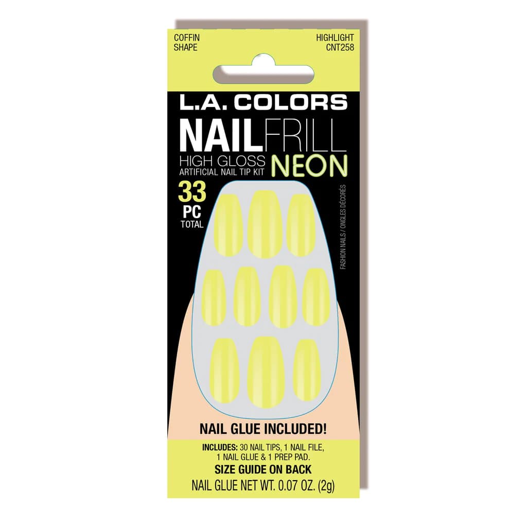LA Colors Nail Frill Neon Artificial Nail Tip