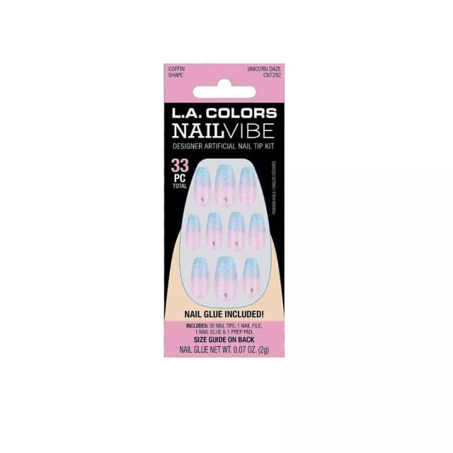 LA Colors Nail vibe Designer Artificial Nail Tip Kit Unicorn Daze
