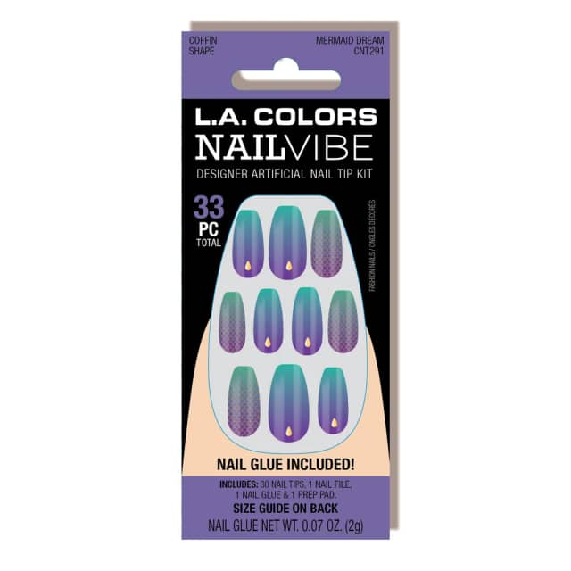 LA Colors Nail vibe Designer Artifical Nail Tip Kit Mermaid Dream