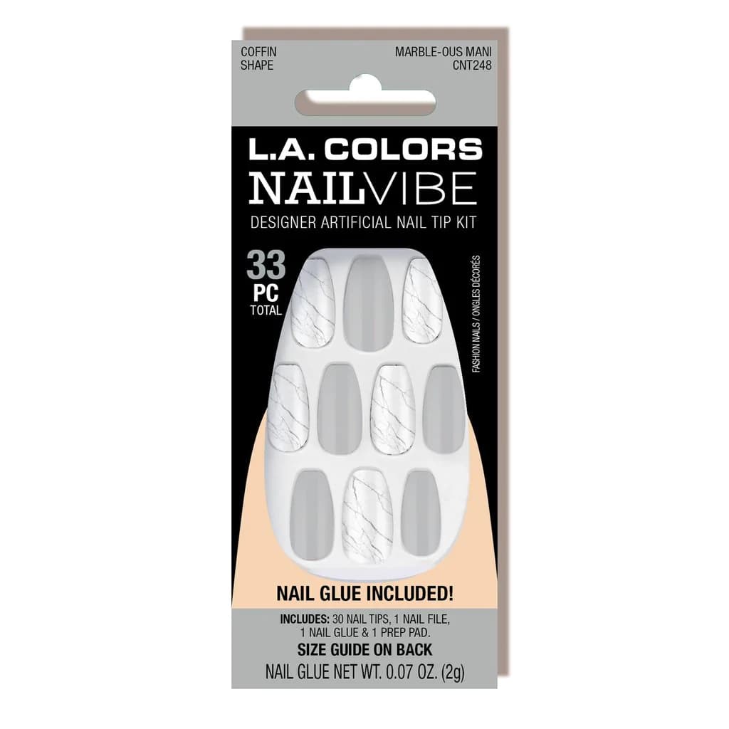 LA Colors Nail vibe Designer Artifical Nail Tip Marble-Ous Mani
