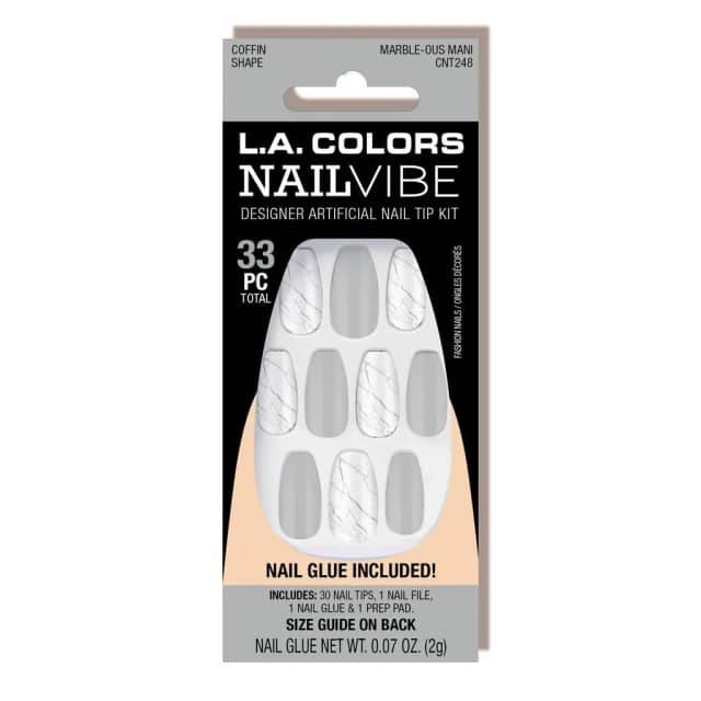 LA Colors Nail vibe Designer Artifical Nail Tip Marble-Ous Mani