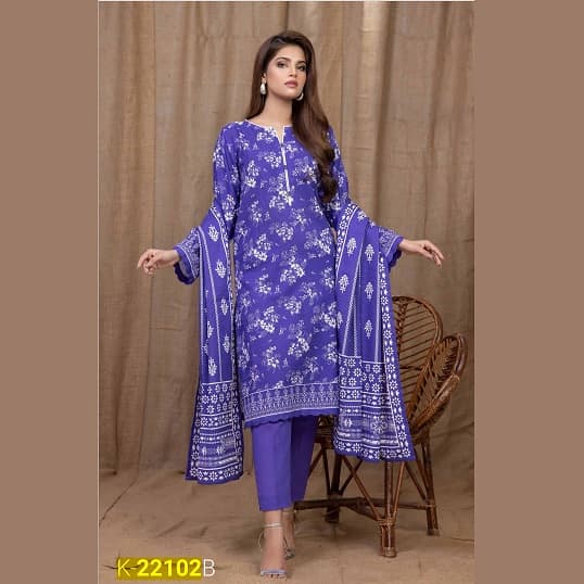 Ideas Khaddar Unstitched Printed Suit K-22102B 3Pcs