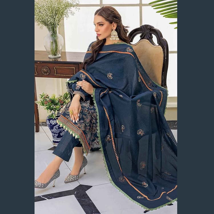 Ideas Karandi Embroidered Unstitched Suit AY-22006 3PC