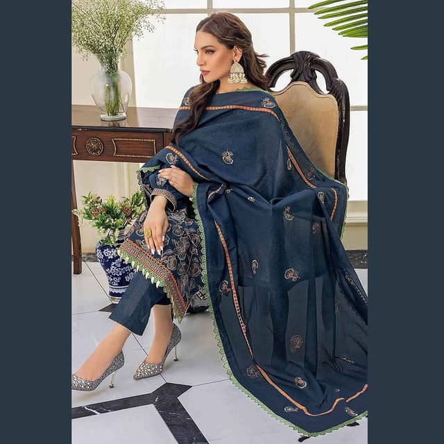 Ideas Karandi Embroidered Unstitched Suit AY-22006 3PC