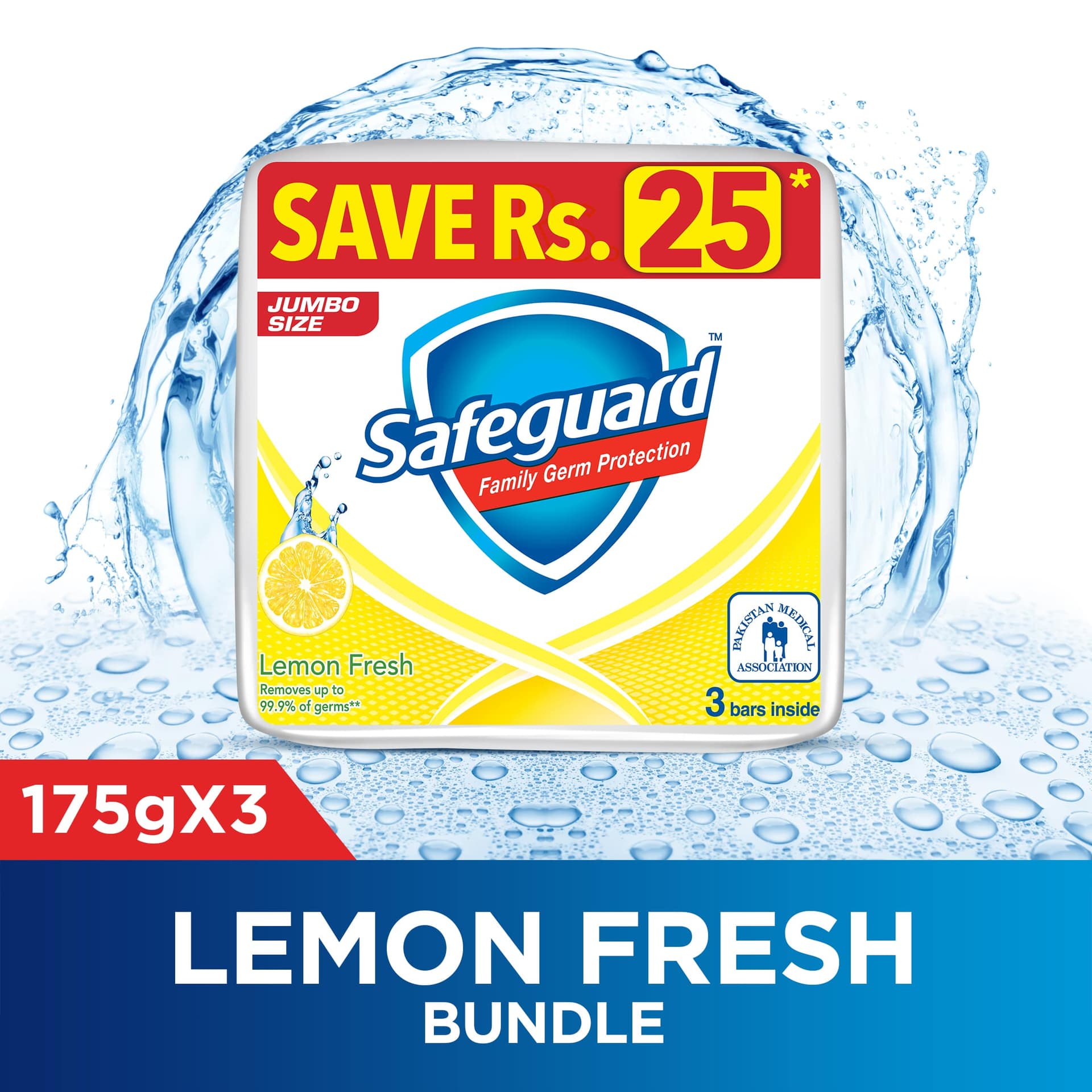 Safeguard Bar Soap Lemon Fresh 175g (Pack Of 3)
