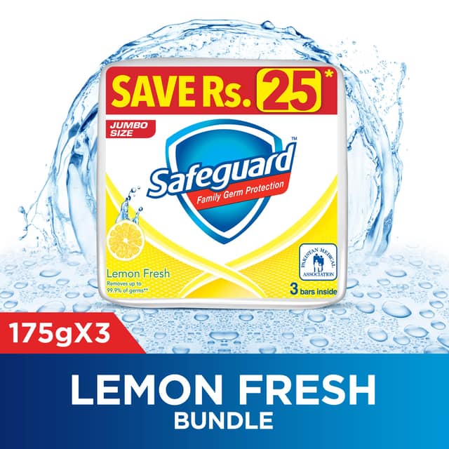 Safeguard Bar Soap Lemon Fresh 175g (Pack Of 3)