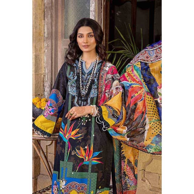 Embroidered Lawn Unstitched Digital Printed Suit With Digital Printed Dobby Dupatta DB-32017 3PC