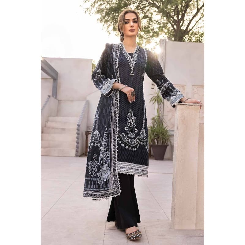 Ideas Embroidered Unstitched Lawn Suit with Organza Neckline B-32024 3PC