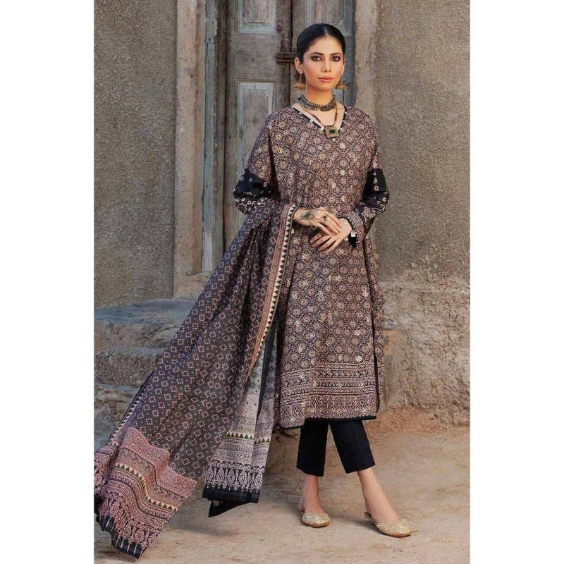 Ideas Lawn Unstitched Foil Printed Unstitched Suit With Denting Lawn Dupatta DN-32093B 3PC