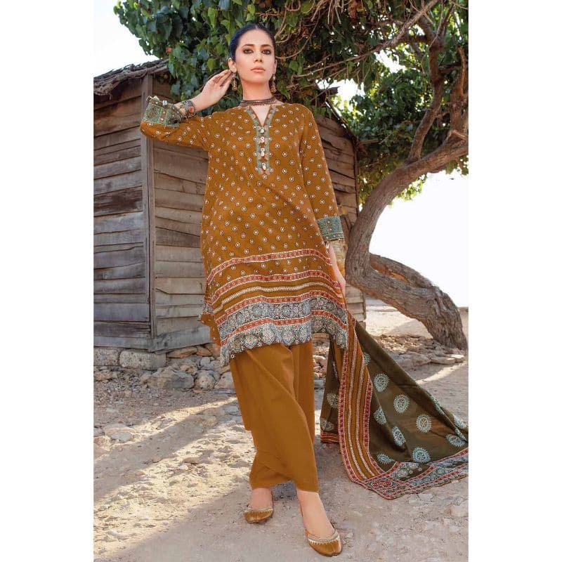 Ideas Embroidered Lawn Unstitched Suit With Denting Lawn Dupatta DN-32092B 3PC