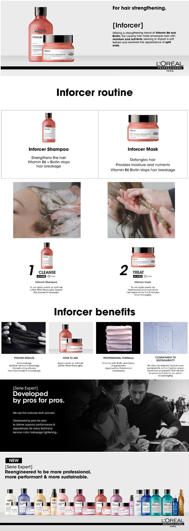 L'Oreal Professionnel Serie Expert Restage Inforcer Shampaoo 300ml- For Weak & Brittle Hair details