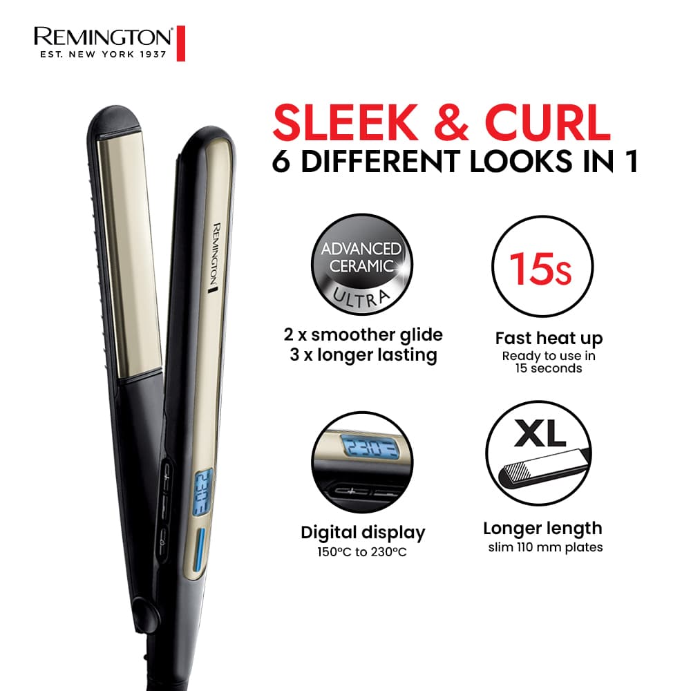 S6500 Remington Sleek & Curl Straightener